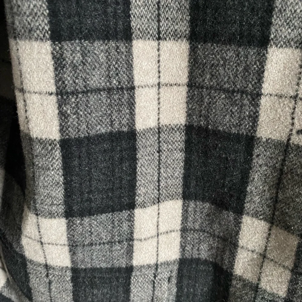 Talbots Petites Womens Lightweight Wool Blend Black/Gray/Beige Plaid Jacket Sz S